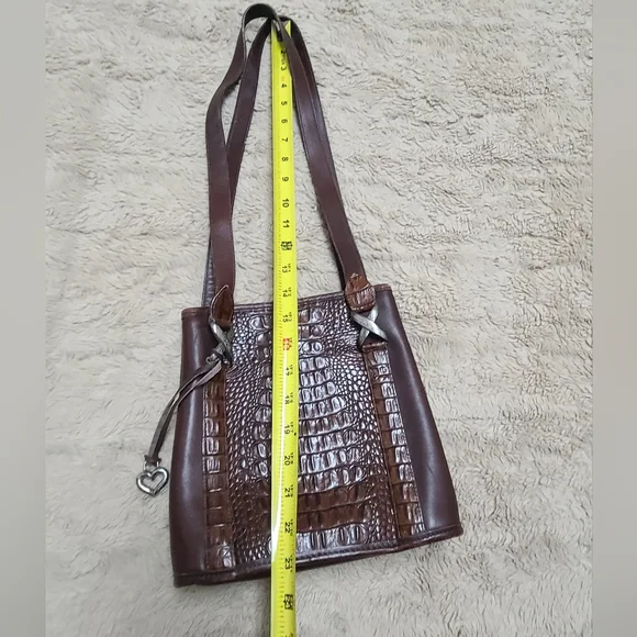 Vintage Brighton Brown Double Handle Shoulder Bag With Heart Charm 90's - Picture 3 of 14